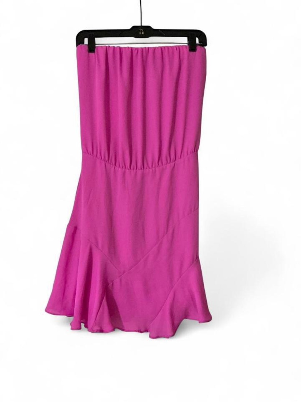 krisa Hot Pink Strapless Mini Dress Size Small Fuchsia Asymmetrical Ruffle - Picture 2 of 5